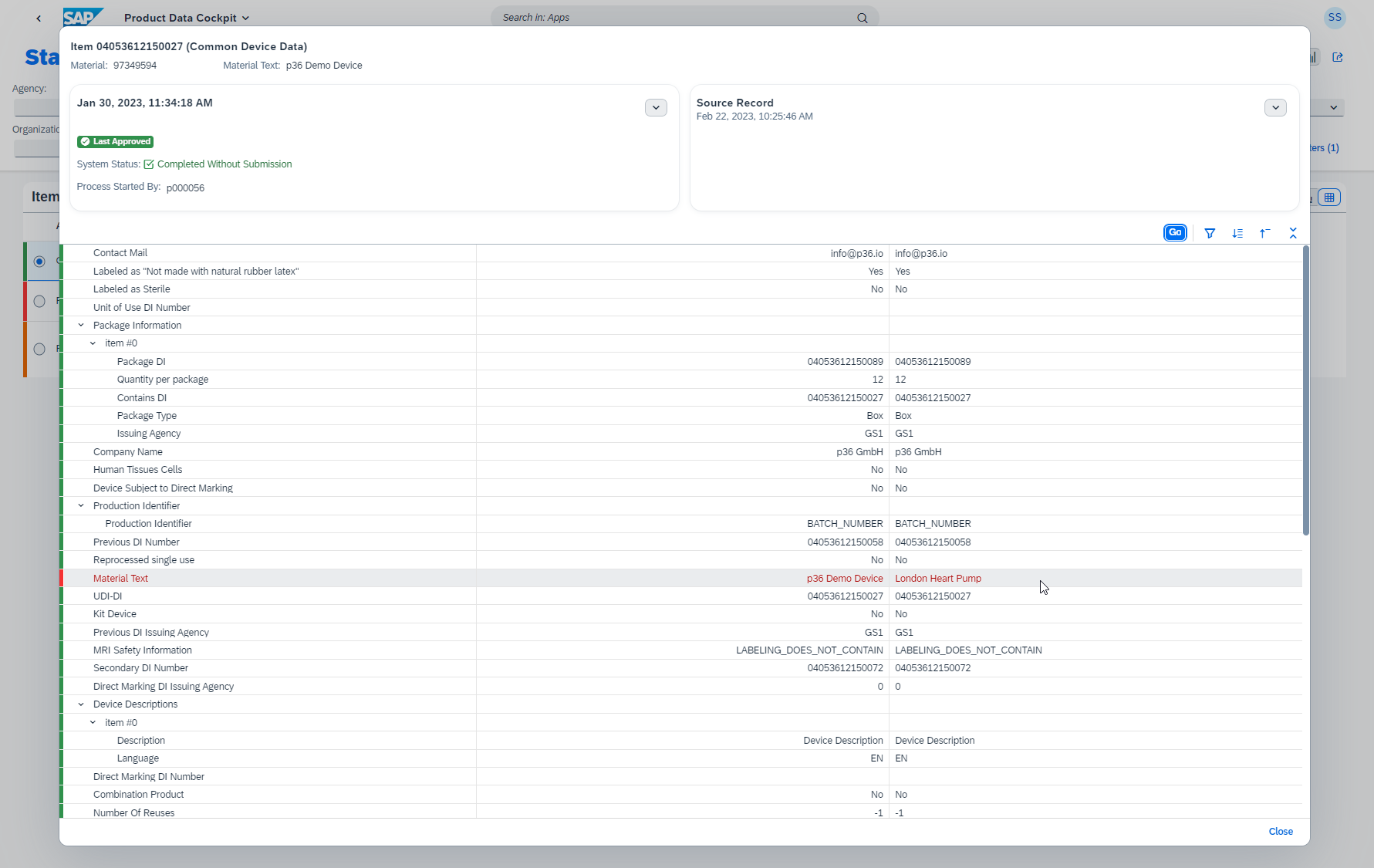 UDI Platform Release 3.2, Feature Data Comparison Perspective